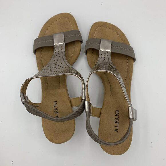 Alfani Rose Gold Sandals Ankle Strap 1” Heel Wedge Open Toe Size 5.5 Metallic - Picture 7 of 8